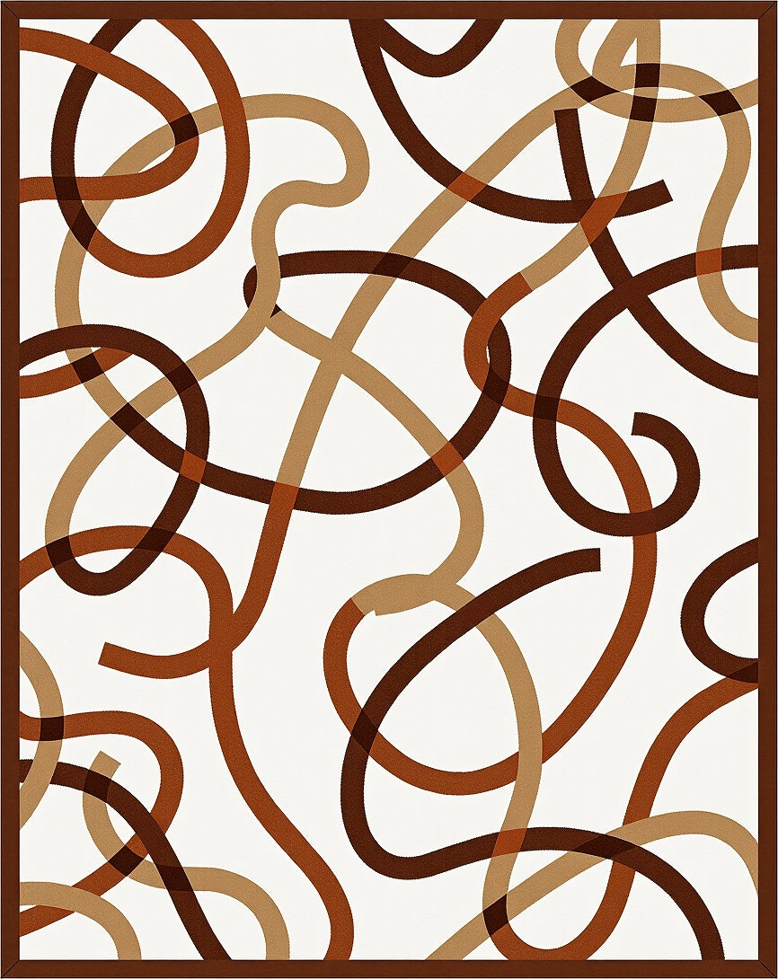 Brown Tan Swirl Abstract Pattern Rug