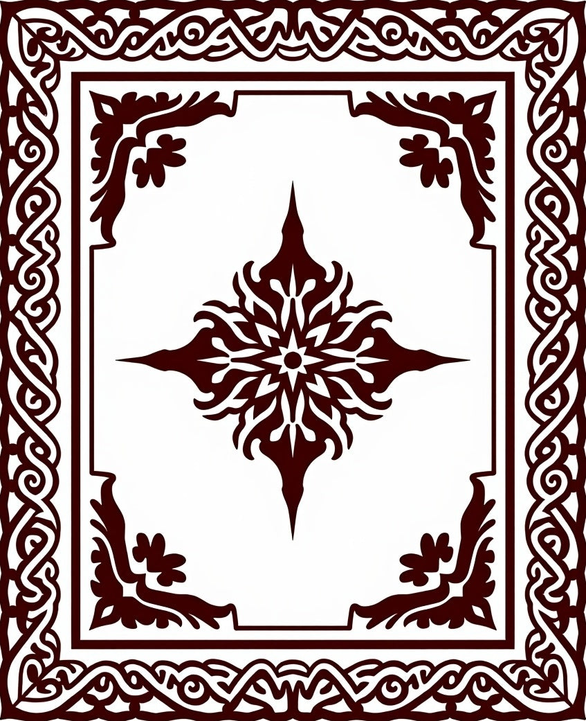 Ornate Symmetrical Floral Border Design Rug