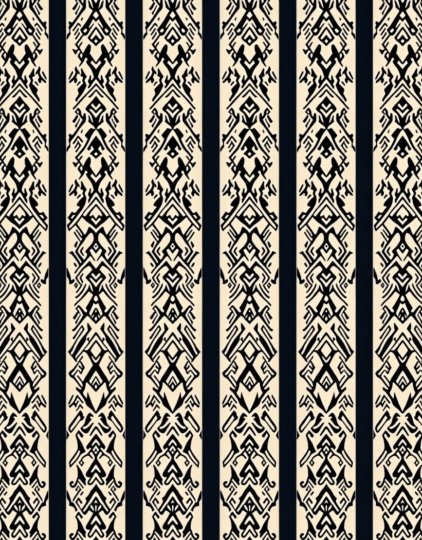 Tribal Striped Geometric Pattern Rug