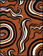 Abstract Swirls With Brown Beige Black Rug