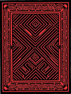 Bold Red Geometric Tribal Design Rug