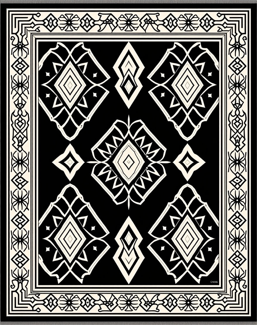 Bold Geometric Diamond Pattern Rug