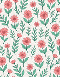 Delicate Coral Floral Leaf Pattern Rug