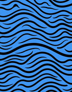 Bold Blue Wave Pattern Rug