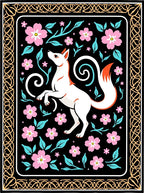 Whimsical Fox Floral Garden Design Rug