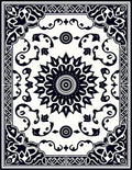 Intricate Floral Mandala Frame Design Rug