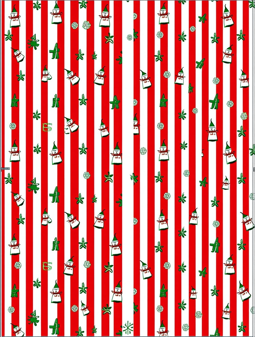 Red White Striped Snowman Garland Rug