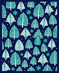 Forest Trees Pattern With Snow Rug