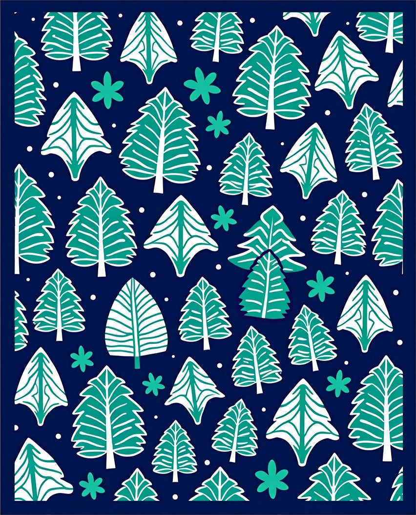 Forest Trees Pattern With Snow Rug