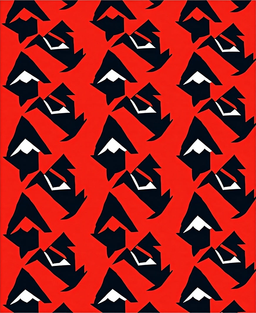 Bold Red Black Geometric Abstract Rug