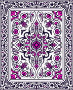 Ornate Pink Black Floral Pattern Rug
