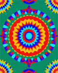 Vibrant Geometric Sunburst Pattern Rug