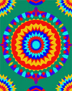 Vibrant Geometric Sunburst Pattern Rug