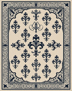 Elegant Fleur-de-lis Patterned Rug
