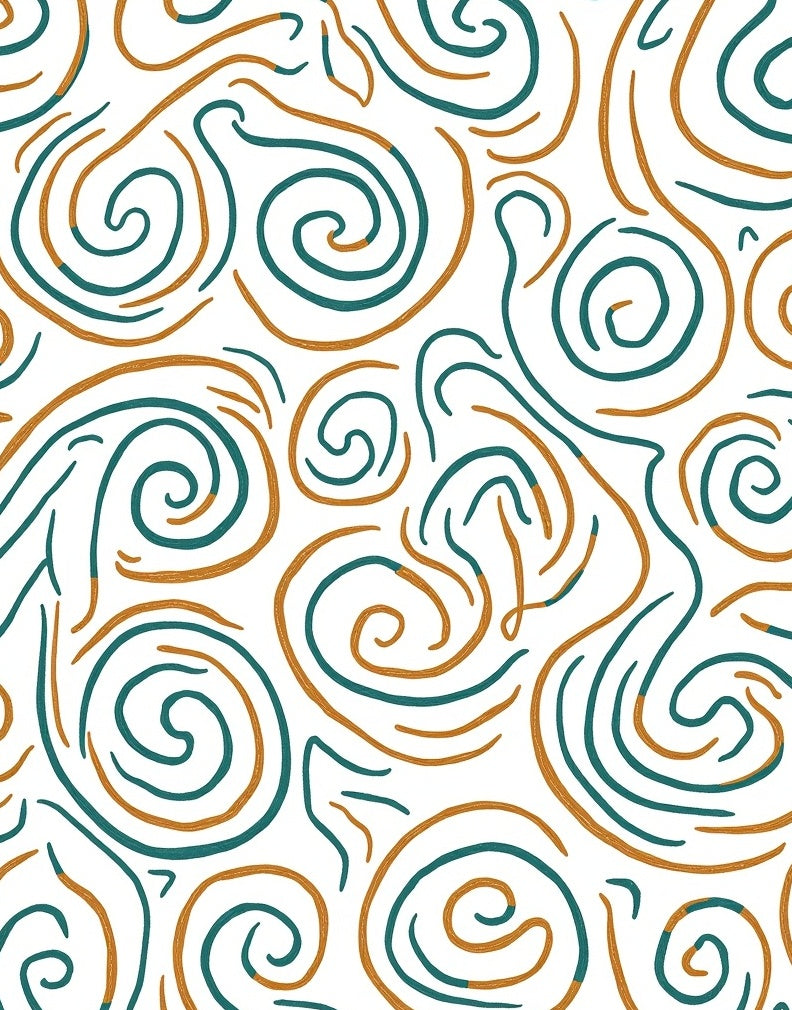 Teal Gold Abstract Swirls Rug