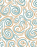 Teal Gold Abstract Swirls Rug