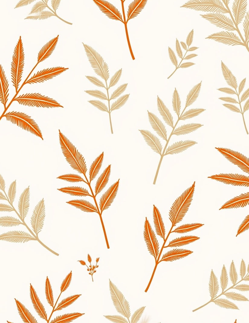 Autumn Leaf Pattern on Creamy Base Rug