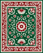 Intricate Floral Border And Centerpiece Design Rug