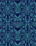 Navy Blue Teal Elegant Floral Design Rug