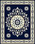 Classic Mandala Blue Gold Pattern Rug