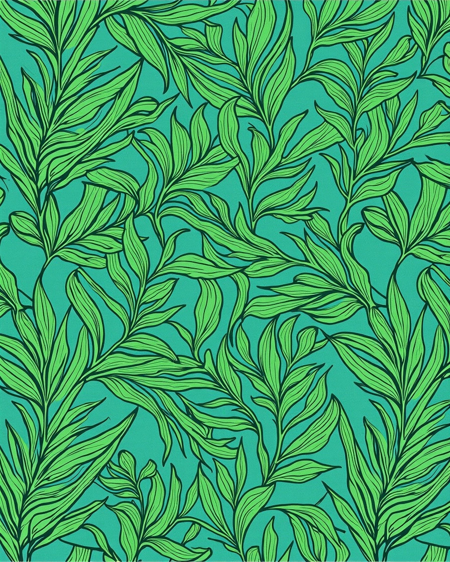 Tropical Green Leaf Pattern Rug