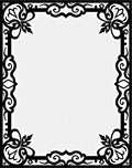 Black Scroll Leaf Frame Design Rug