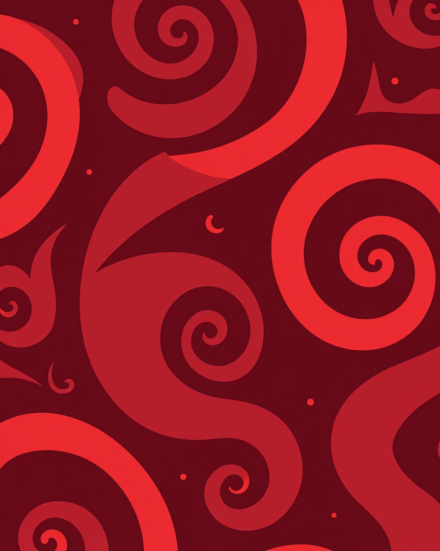 Deep Red Swirls Abstract Design Rug