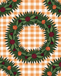 Green Wreath with Berries Orange Gingham Rug