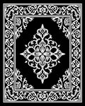 Intricate White Floral Border Design Rug