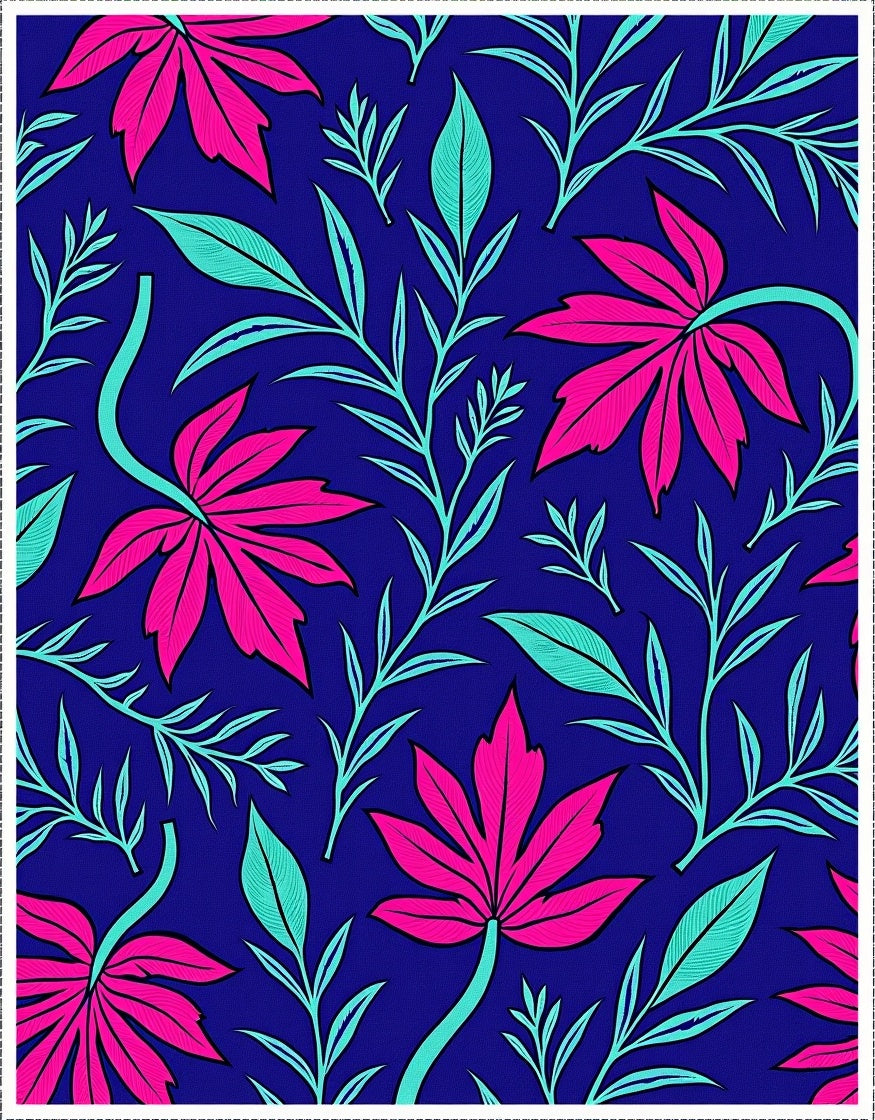 Bold Floral Leaf Pattern Design Rug