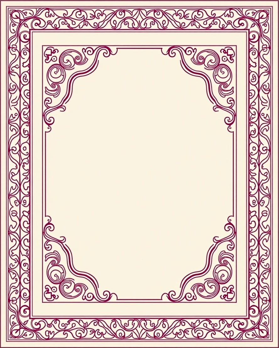 Ornate Scrollwork Border Design Rug