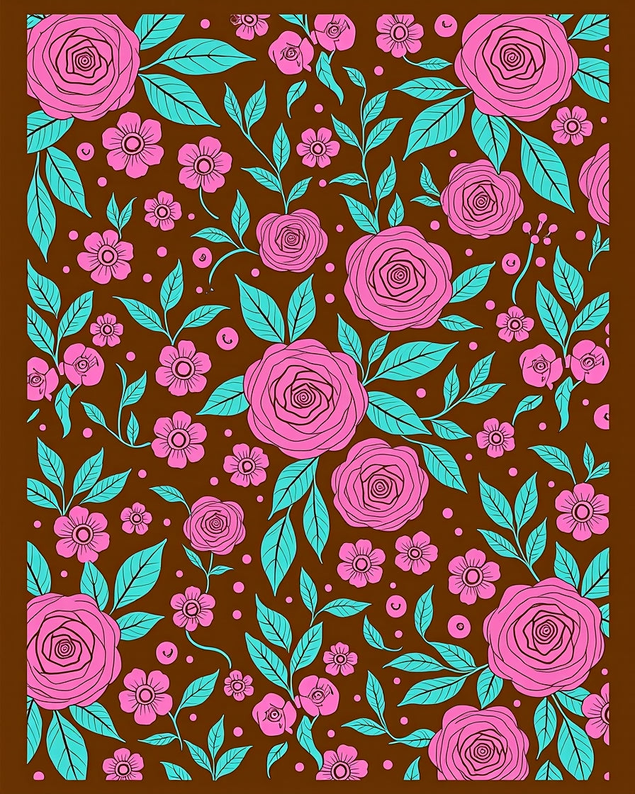Vibrant Pink Floral Pattern Rug