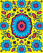 Vibrant Floral Design Bold Folk Pattern Rug