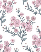 Pink Petal Branch Pattern Rug