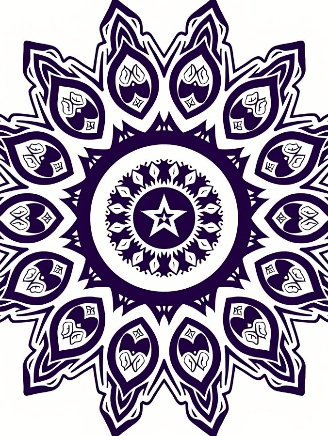 Intricate Star Mandala Design Rug