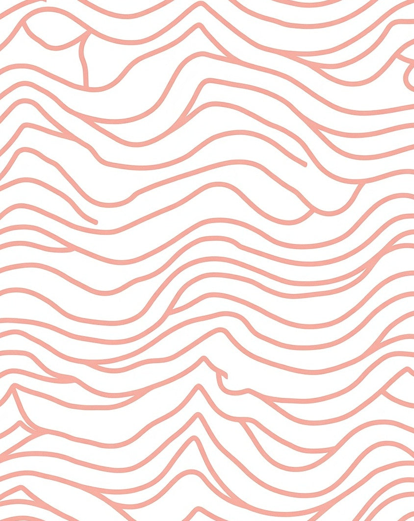 Coral Wavy Abstract Line Art Rug