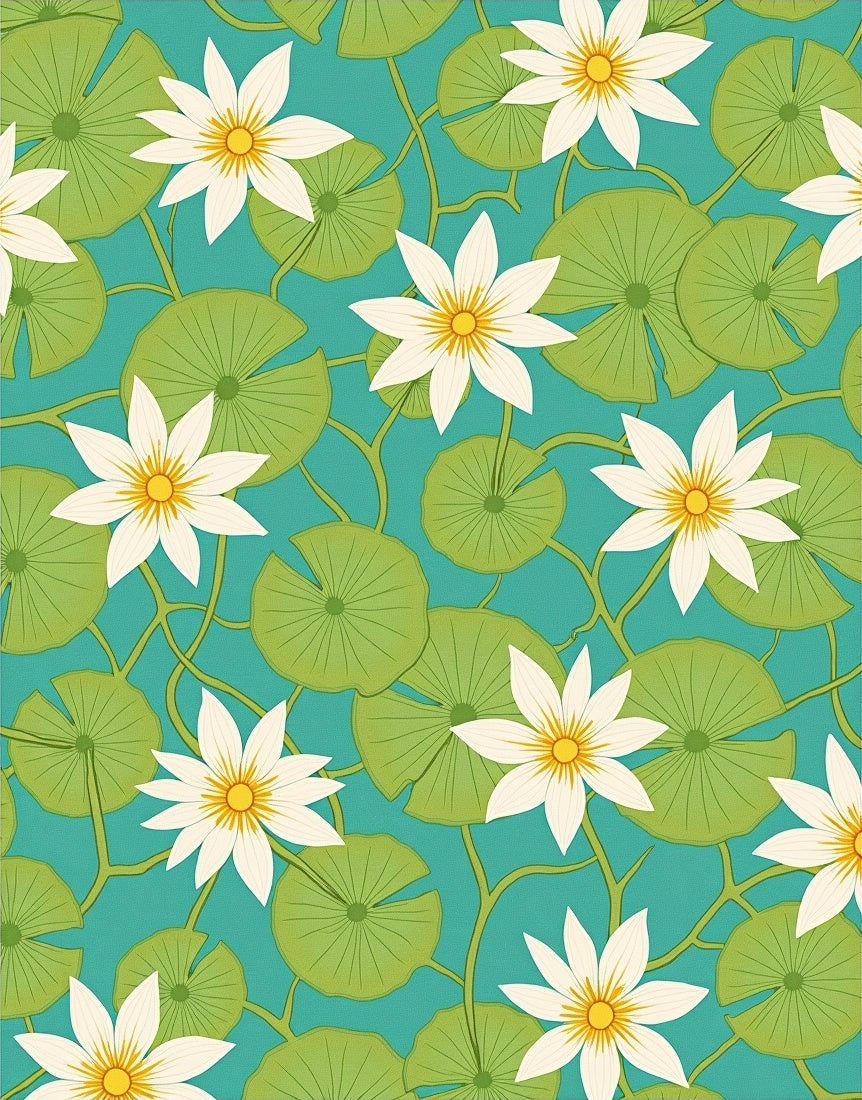 Water Lily Pad Scenic Design Rug