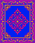 Vivid Floral Scroll-Patterned Rug