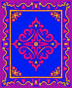 Vivid Floral Scroll-Patterned Rug