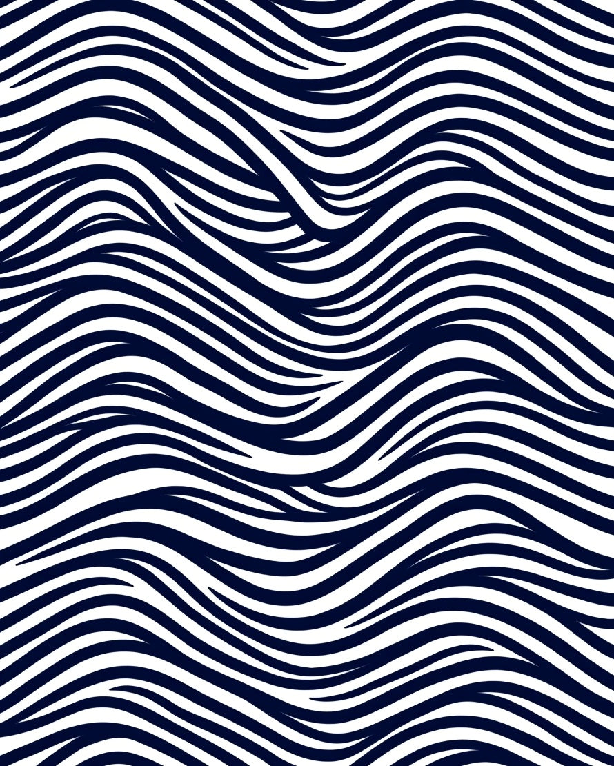 Bold Navy White Sinuous Wave Rug
