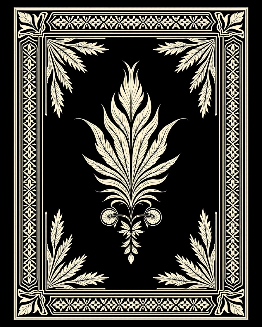 Cream Floral Frame with Centerpiece Rug