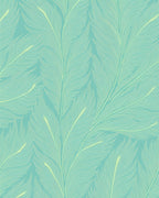 Aqua Feather Pattern Graphic Rug