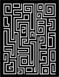 Bold Black White Maze Pattern Rug