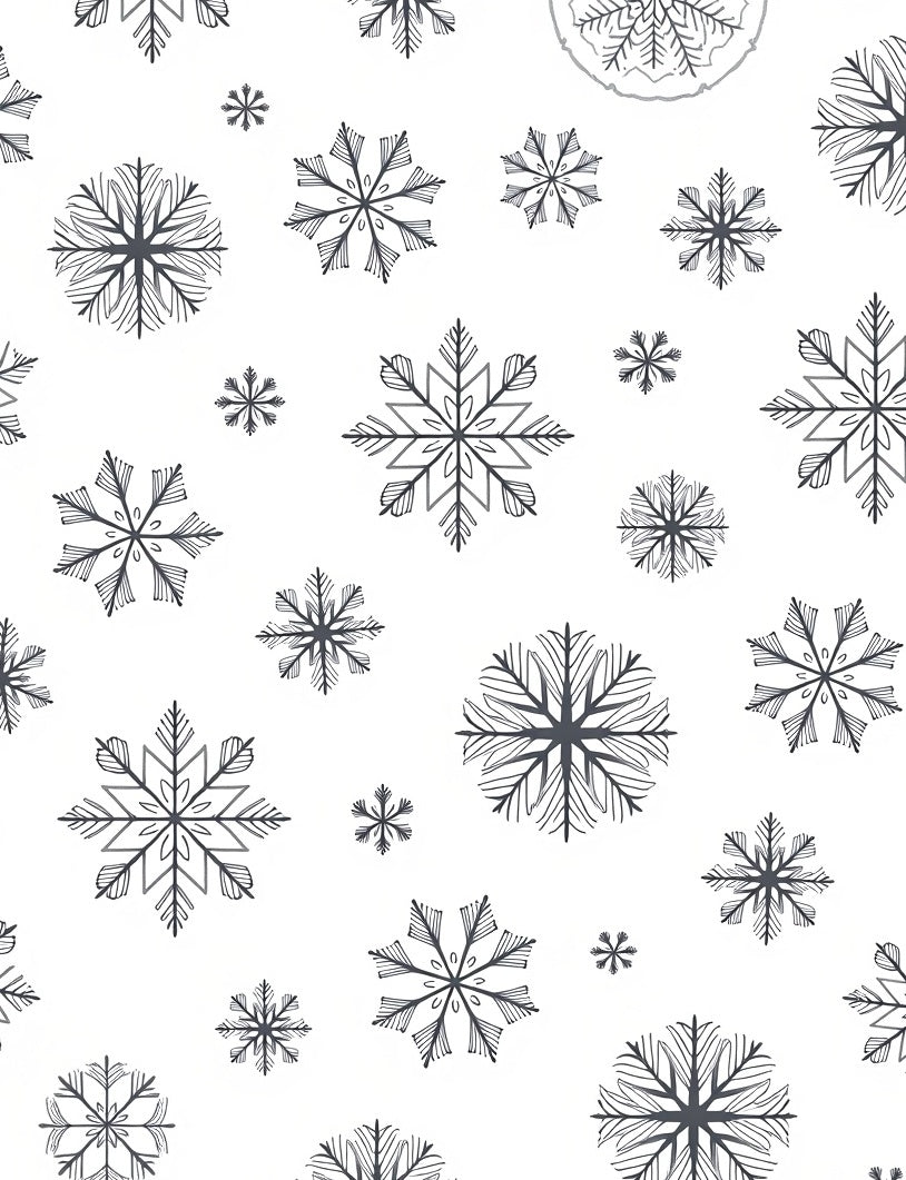 Winter Snowflakes Black White Rug