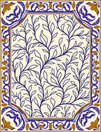 Blue Nature Branch Border Design Rug