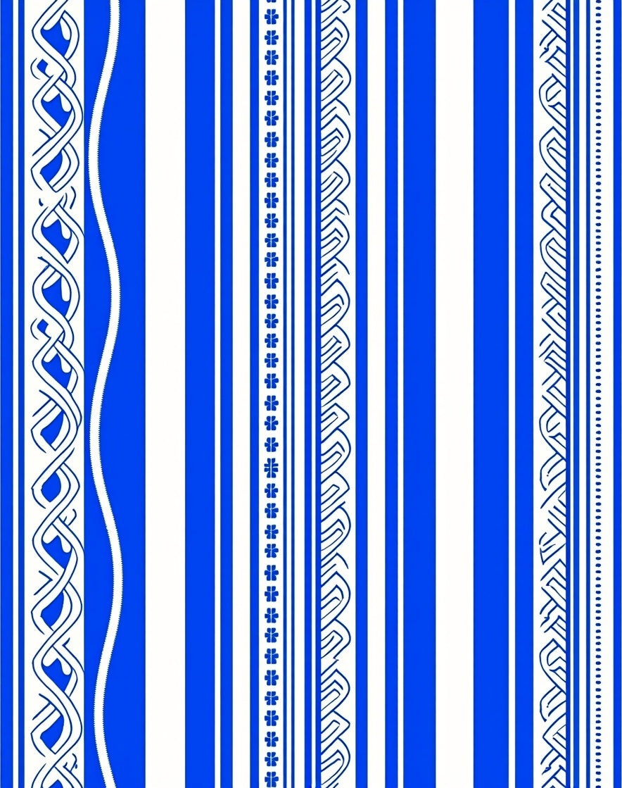 Elegant Blue White Stripe Pattern Rug