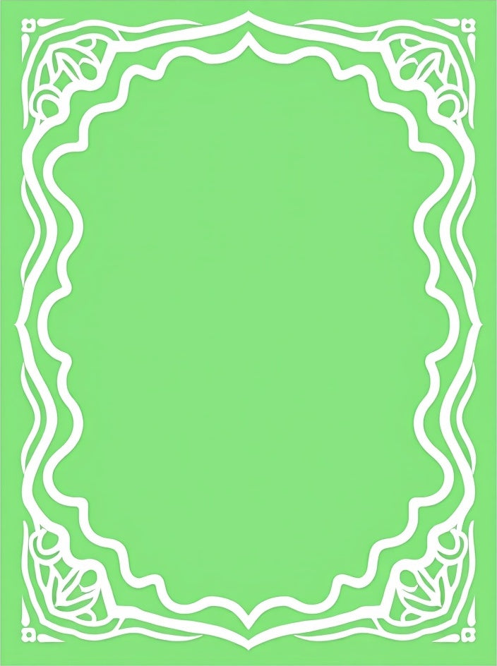 White Organic Curving Border Green Rug