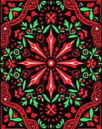 Crimson Black Floral Heart Collage Rug