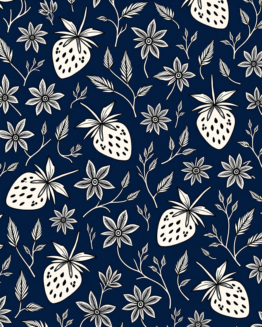 Delicate Strawberry Floral Pattern Rug