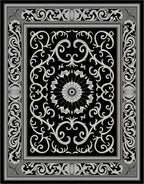 Black White Ornate Scrollwork Rug